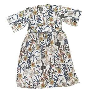 NU New York V-Neck Short Sleeve Midi Dress Floral Casual Cottage M